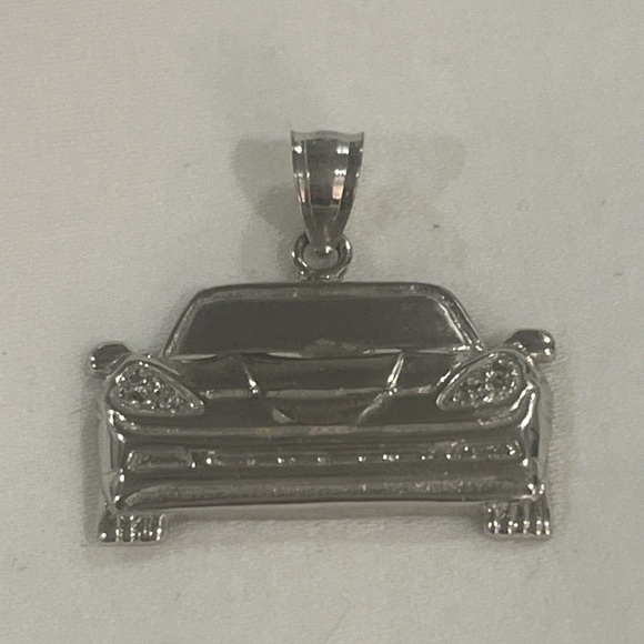 14k White Gold Chevy Corvette C6 diamond headlights pendant Chevrolet